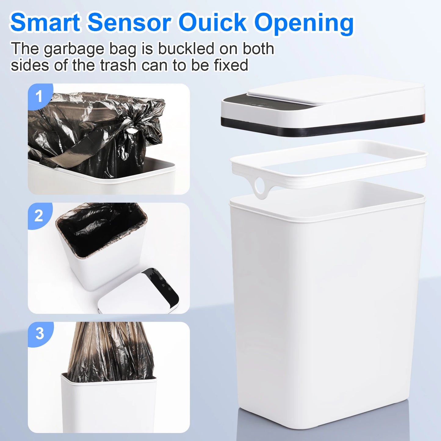 2 Pack 12L Motion Sensor Trash Cans With Odorless Lid