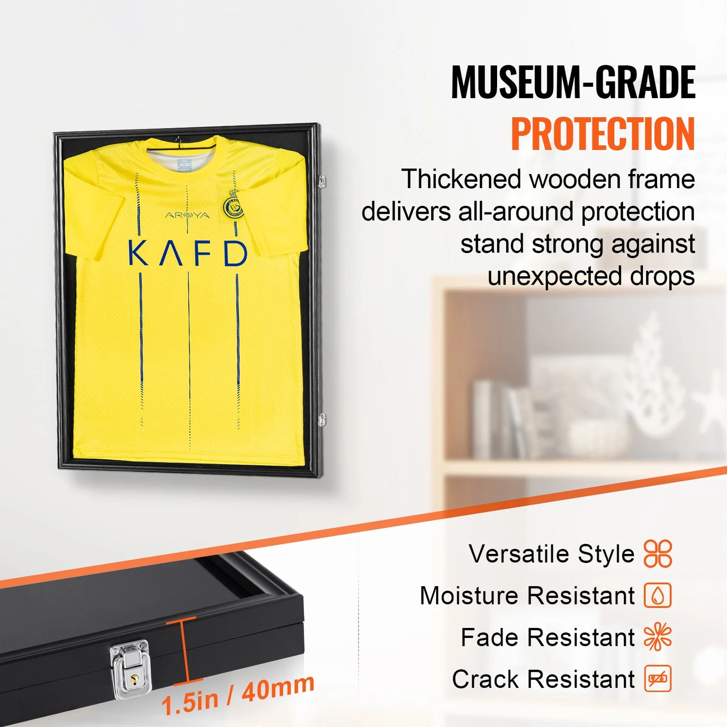 SucceBuy Jersey Display Frame With 98 Percent UV PC Glass