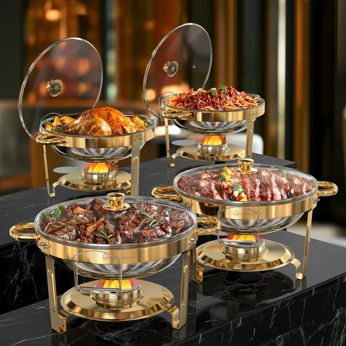 Chafing Dishes Buffet Set Stainless Steel Two To Four Pack