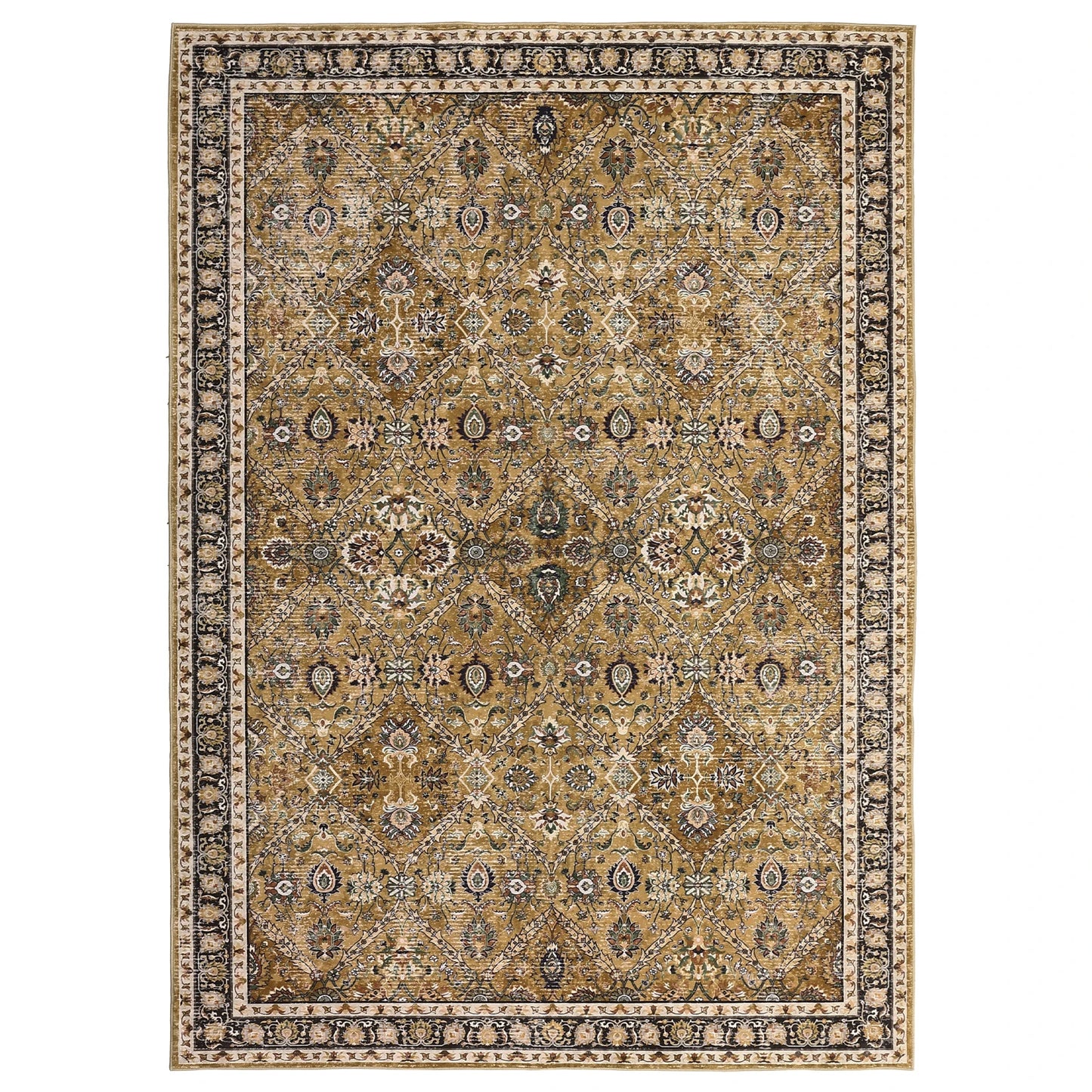 Geometric Moroccan Trellis Low Pile Rug Machine Washable Non Slip