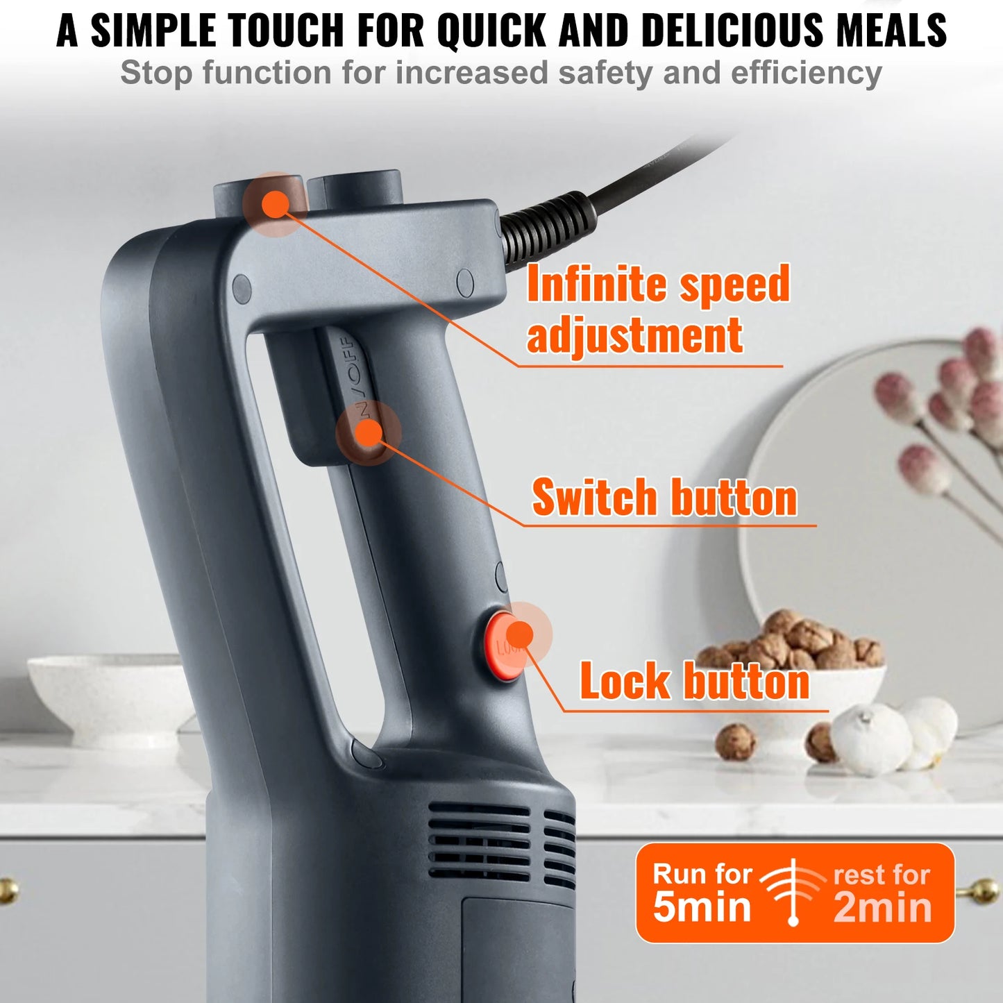 VEVOR Immersion Blender Heavy Duty Hand Mixer For Smoothies