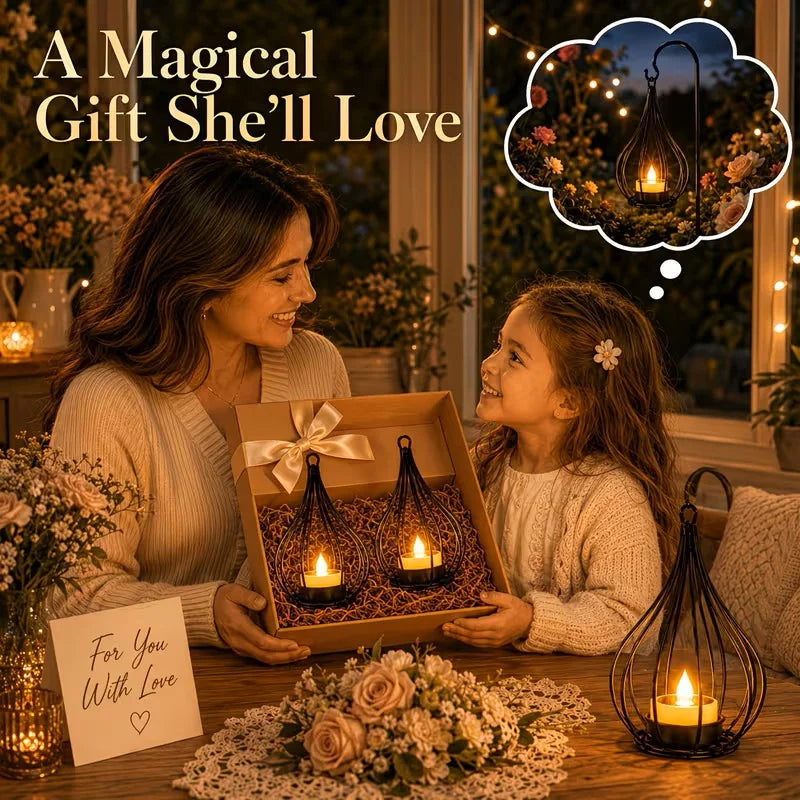 Outdoor Solar Lanterns LED Waterproof Hanging Lights With Flameless Candle