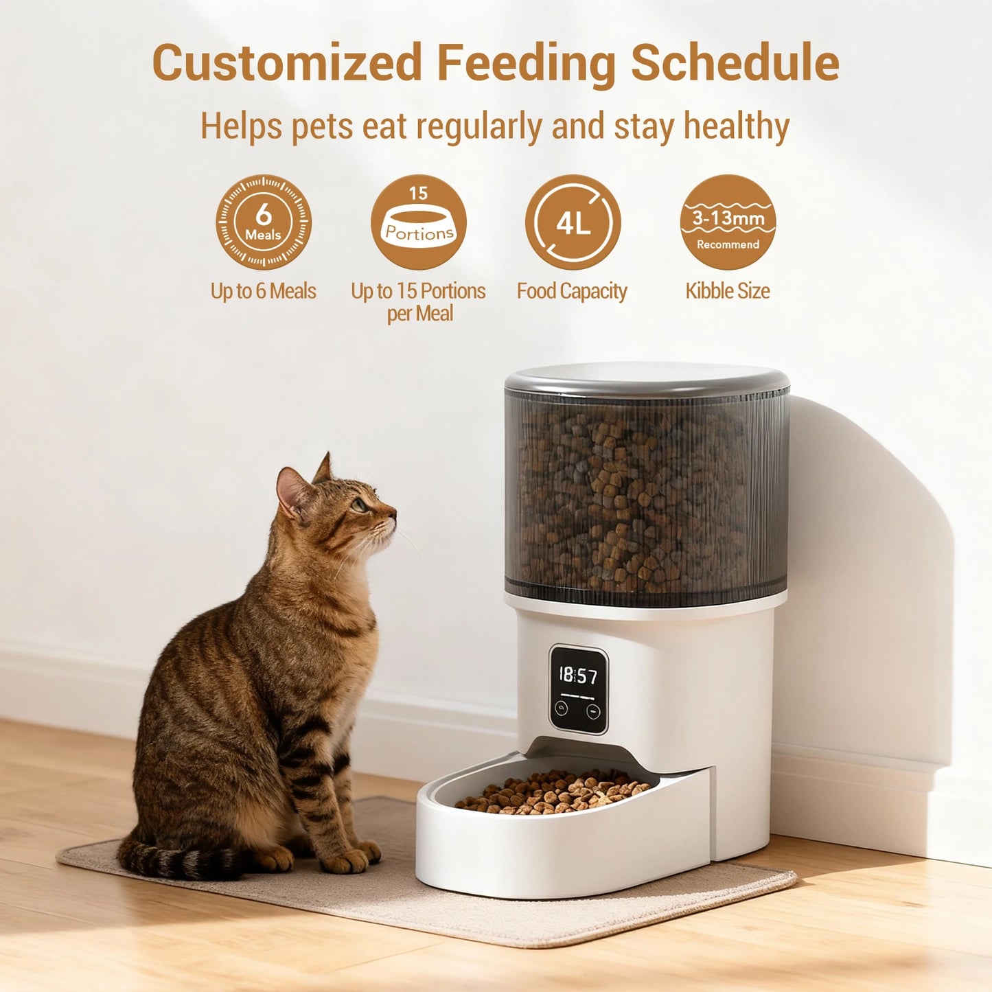 HiMISS 4L Programmable Automatic Pet Feeder For Small Dogs Cats