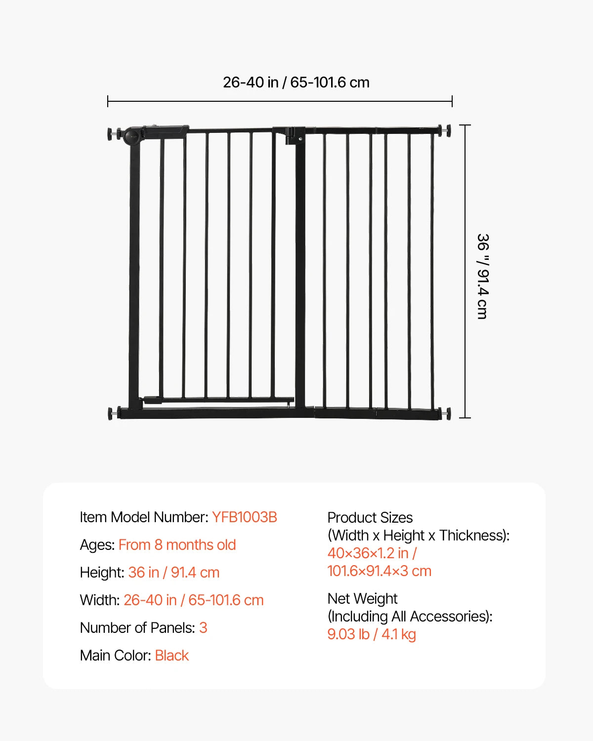 SucceBuy Baby Gate Pressure Mounted Walk Through For Pets And Kids