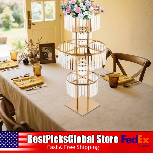 Five Tier Round Acrylic Flower Stand for Weddings and Events