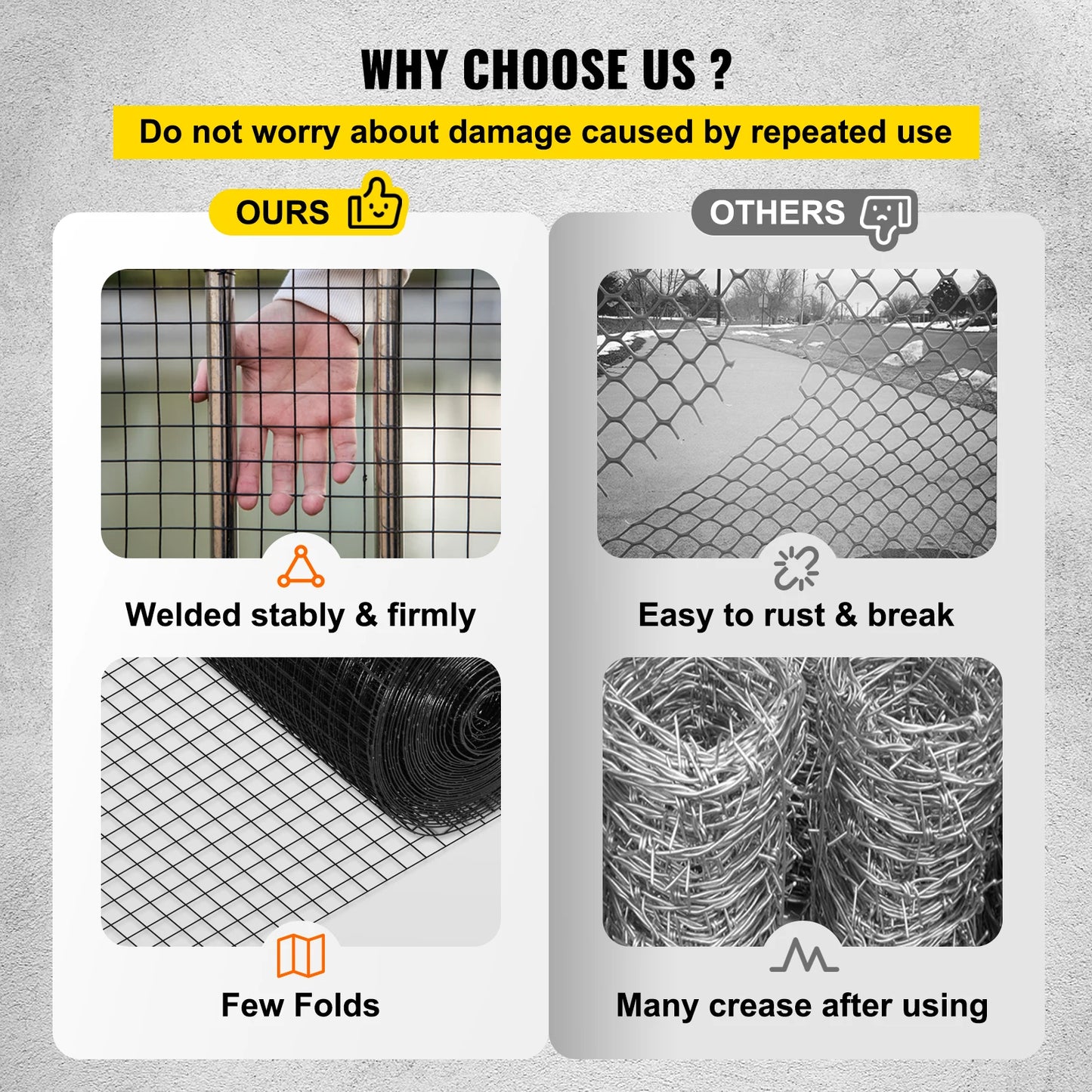 SucceBuy Welded Wire Fence Vinyl Coated Mesh For Chickens Rabbits