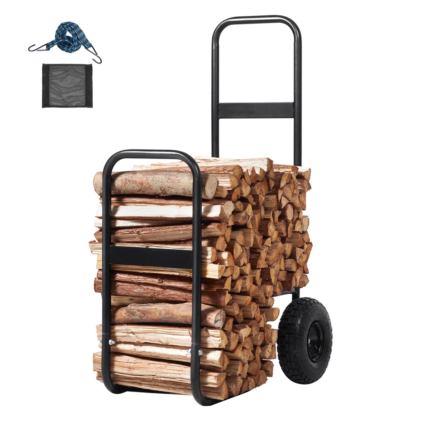 SucceBuy Firewood Log Cart Carrier Heavy Duty Steel Wheel Cart