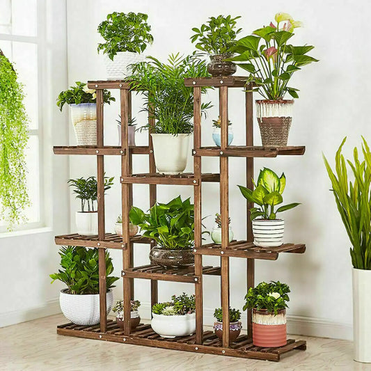 Wisfor Wooden Plant Shelf Multi-Tier Pot Stand Indoor Outdoor Display