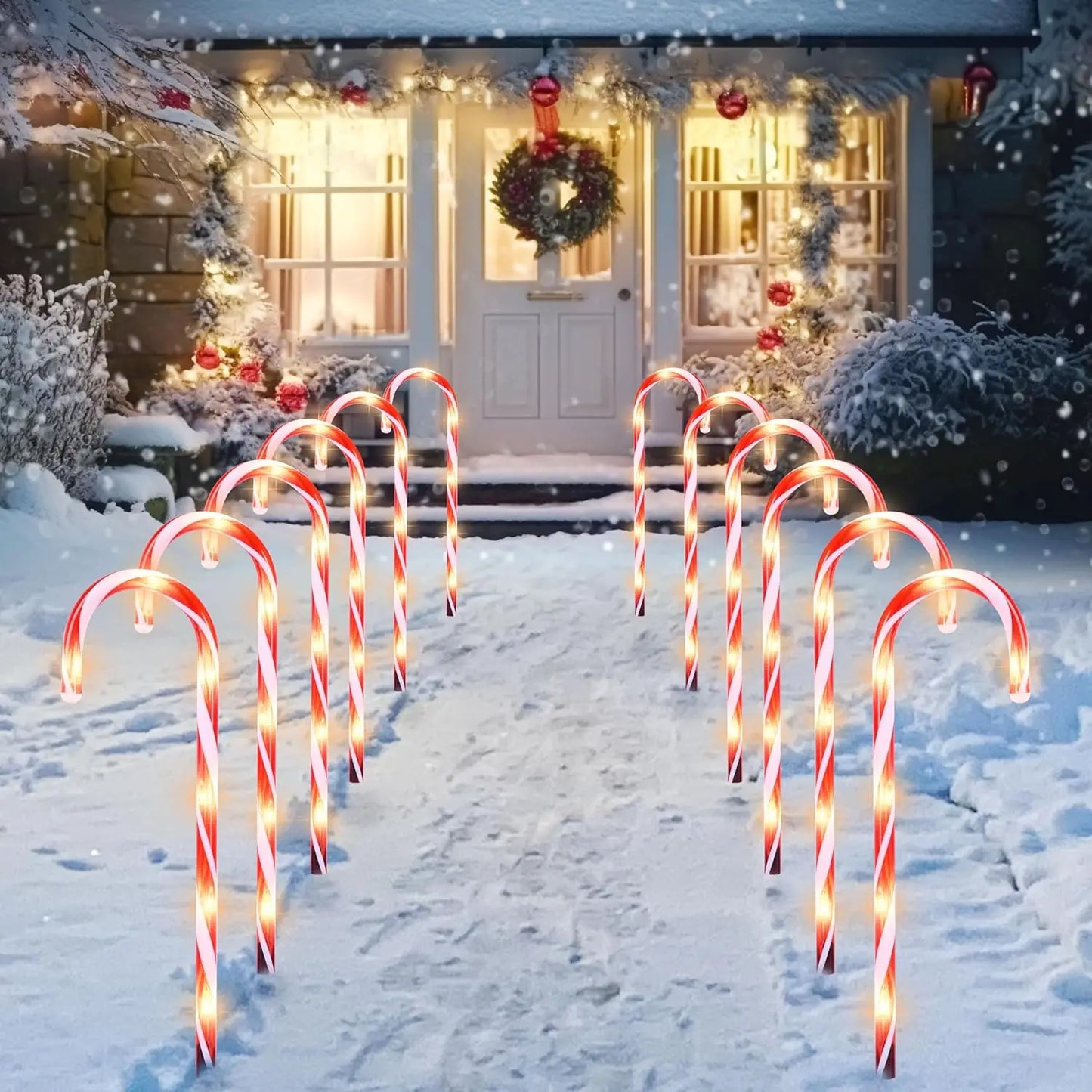Joyfy Candy Cane Pathway Lights Set For Outdoor Christmas Decor