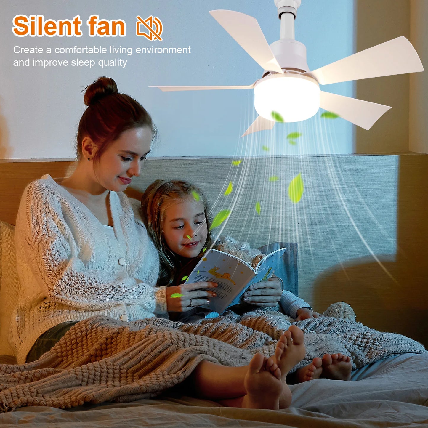 APWIKOGER Socket Ceiling Fan With Light Remote Dimmable LED