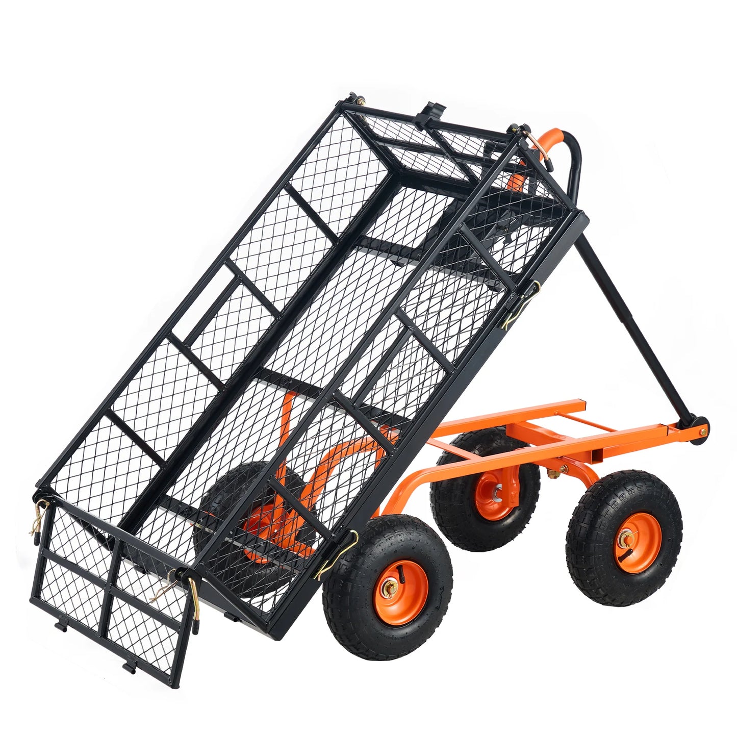 SucceBuy Garden Cart Sturdy Utility Wagon With Dump Cart Capacity