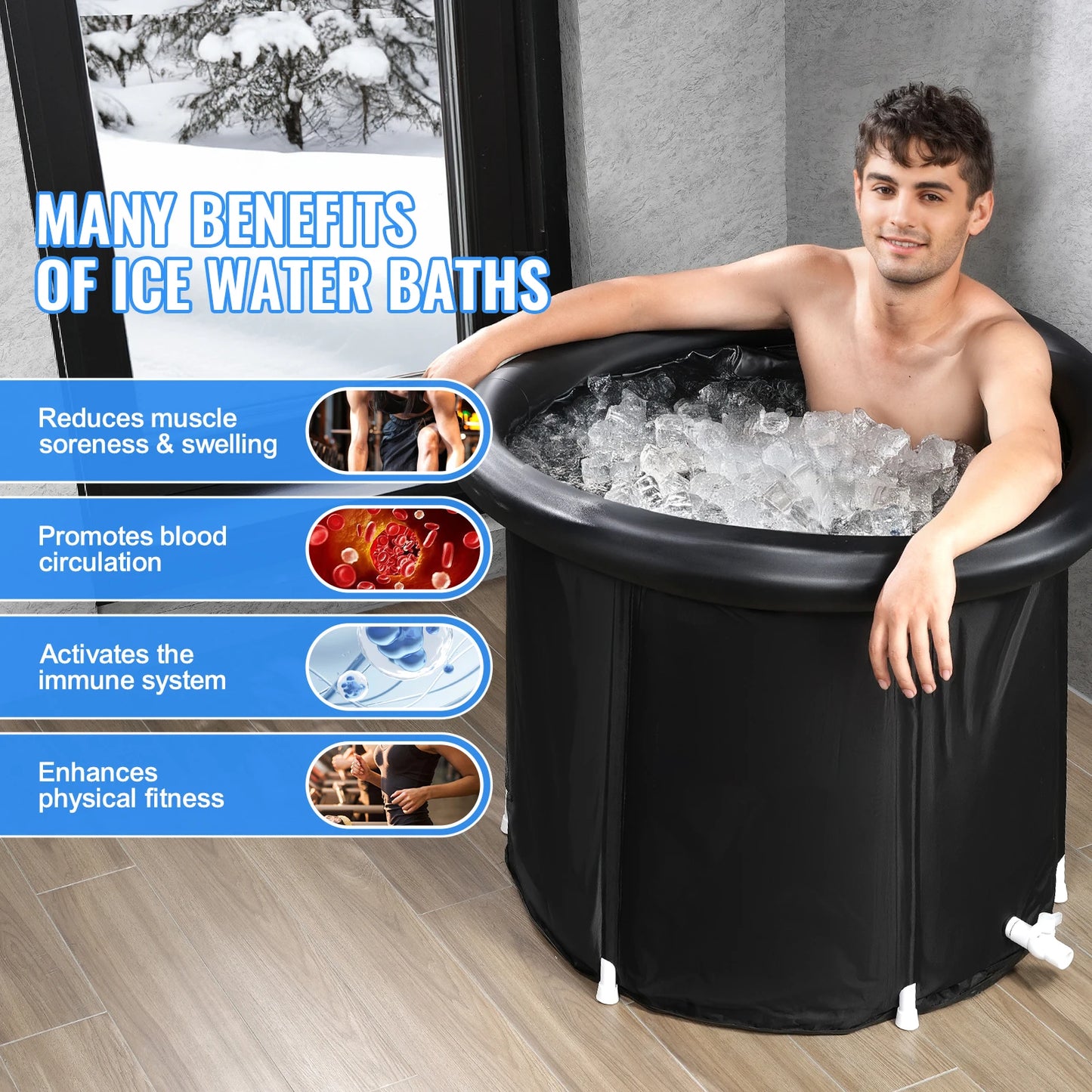 SucceBuy Portable Ice Bath Tub For Cold Water Therapy Pool