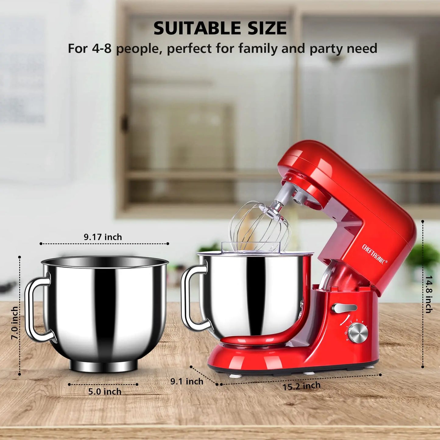 Cheftronic Stand Mixer Tilt Head 650W Six Speed with Accessories