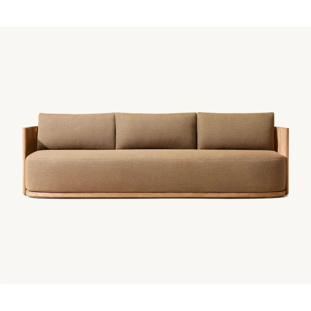 Teak Outdoor Sectional Sofa Set With Waterproof Cushions And Table
