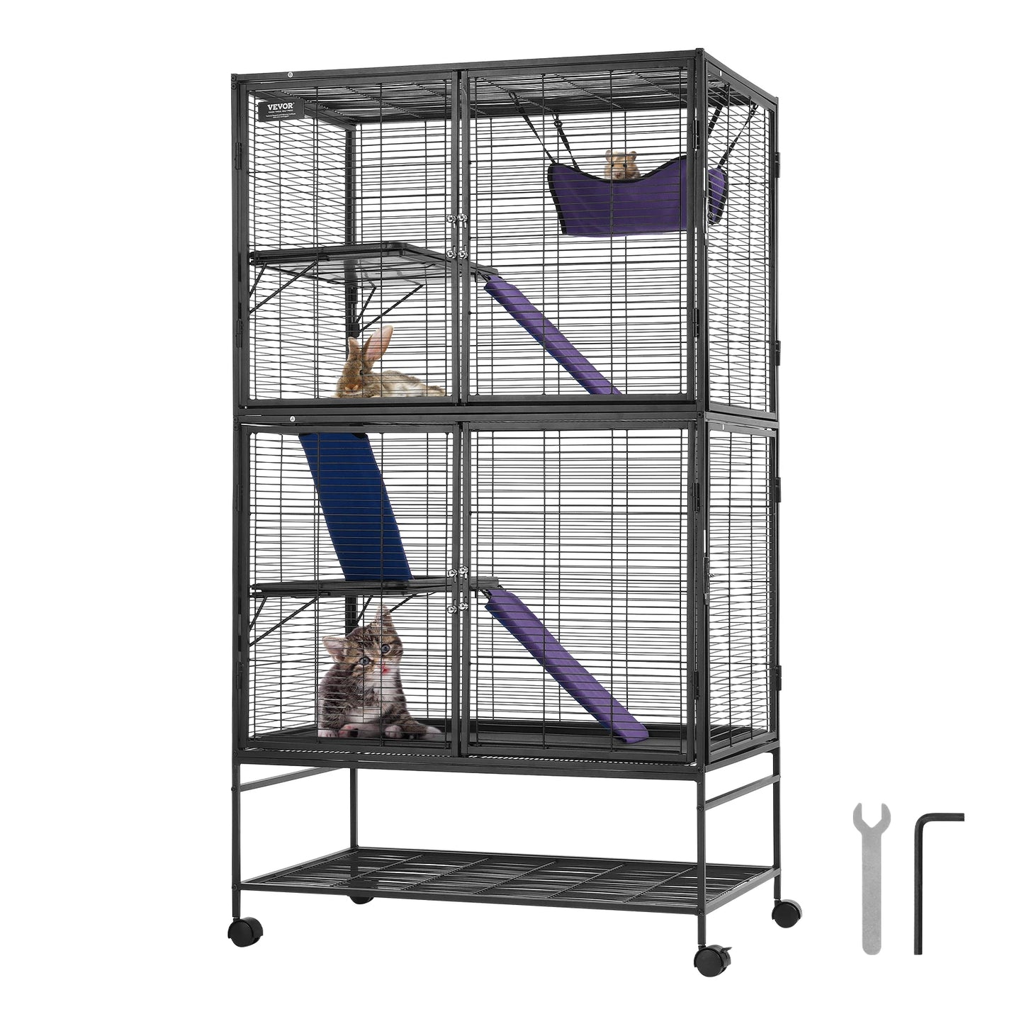 SucceBuy Rolling Metal Ferret Cage Four-Tier Critter Nation