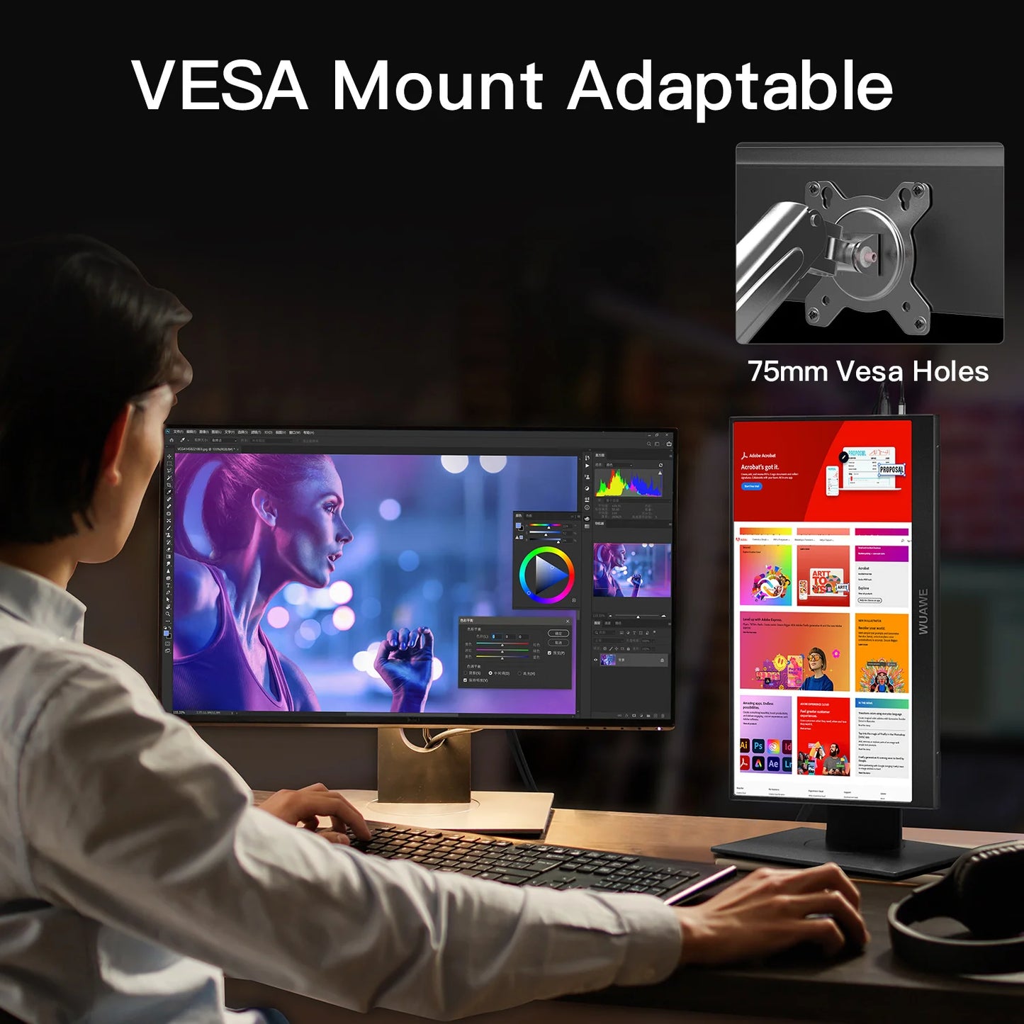 WUAWE 1080P Portable Laptop Monitor USB C HDMI HDR