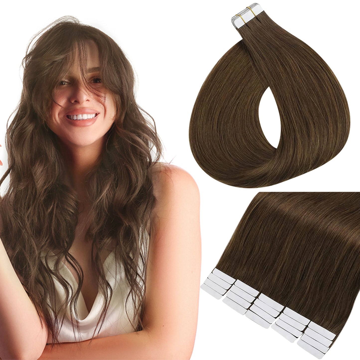 Full Shine Hair Tape In Remy Natural Human Hair Extensions