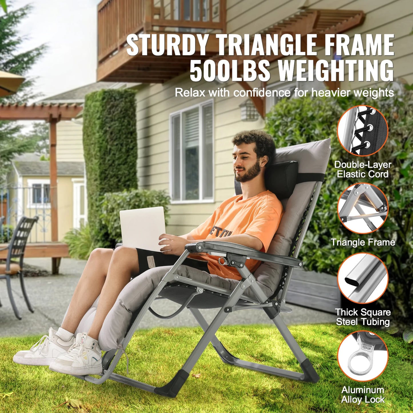 SucceBuy Zero Gravity Chair Outdoor Recliner With Footrest And Cupholder