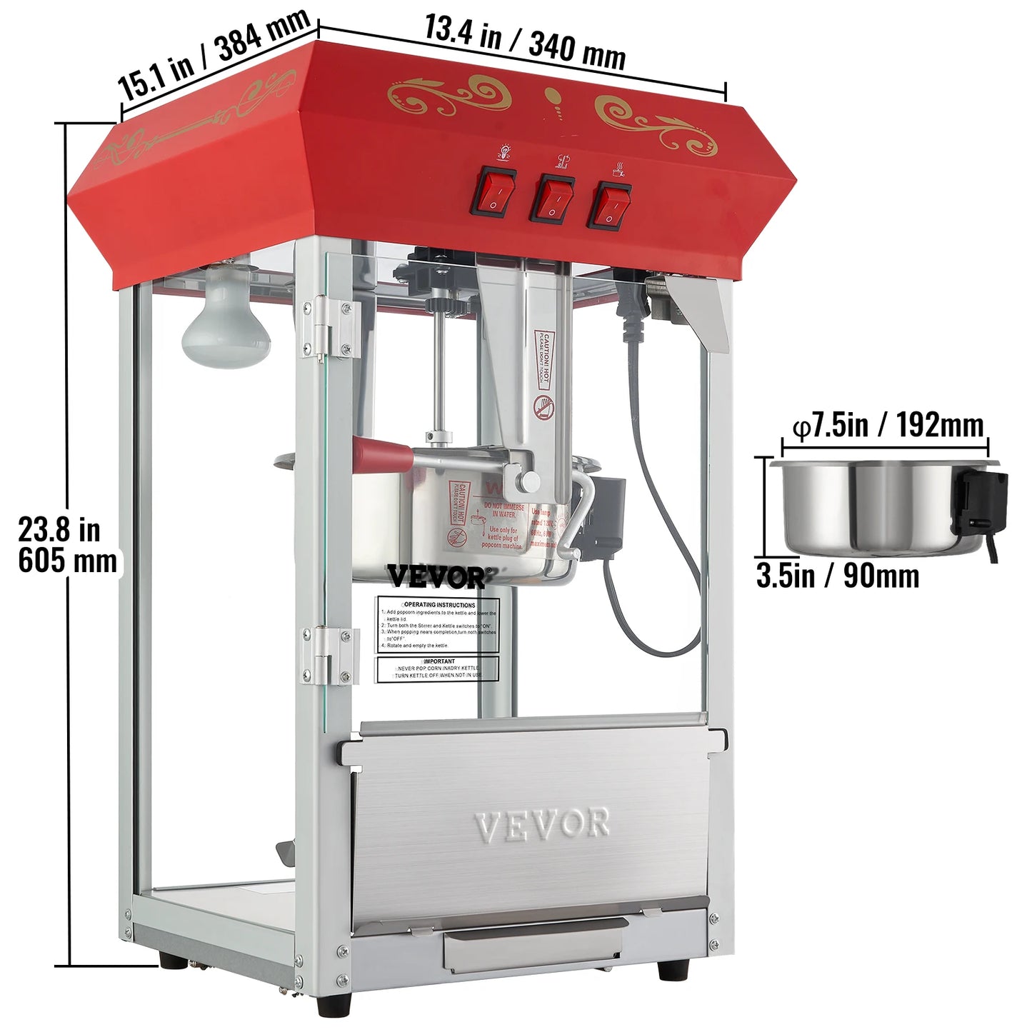 SucceBuy Commercial Popcorn Maker Automatic Popper Machine With Scoop
