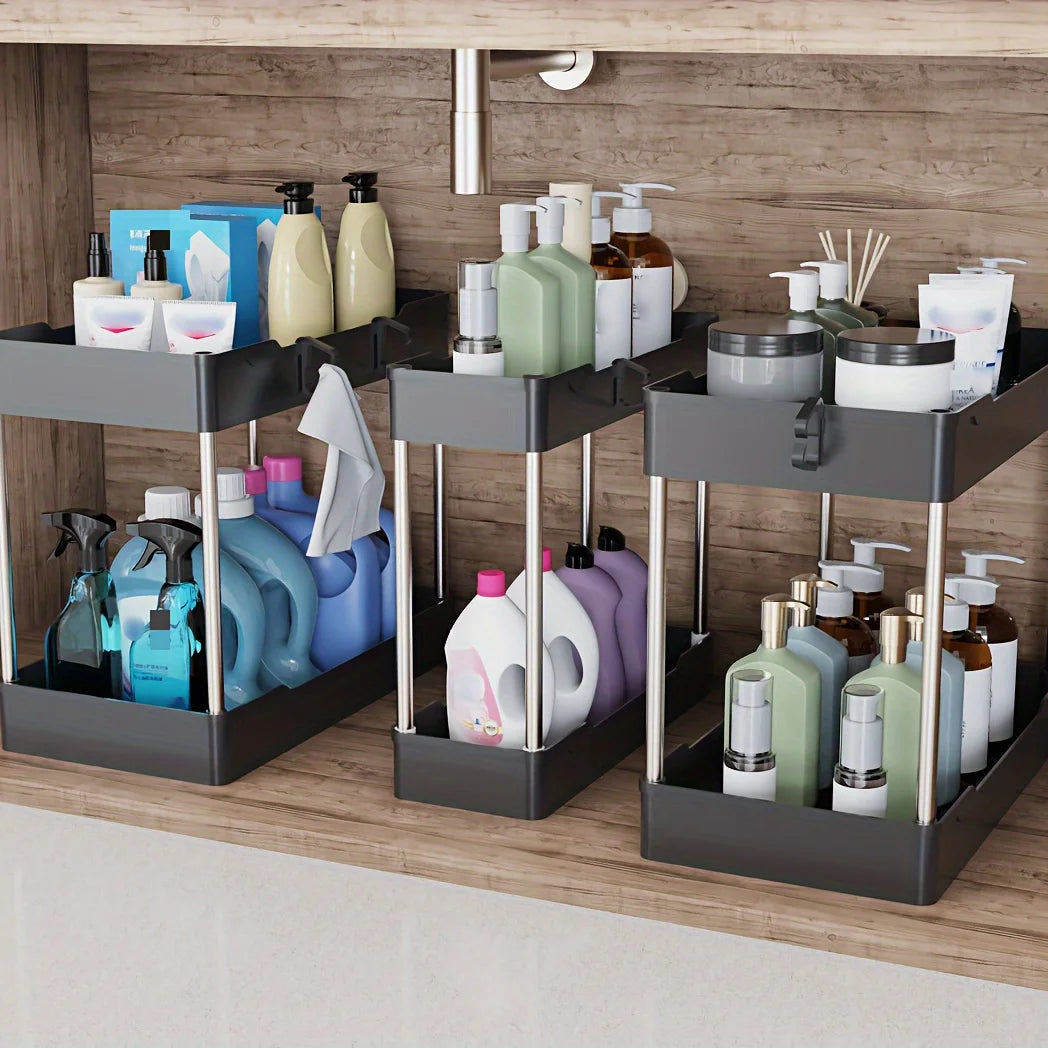 Under Sink Organizer Set For Cosmetics Kitchen And Bathroom