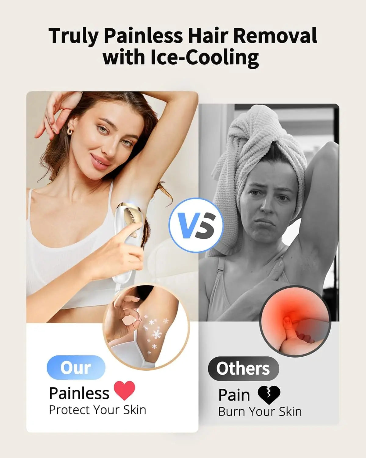 LYSMOSKI Laser Hair Removal Epilator Ice Cooling