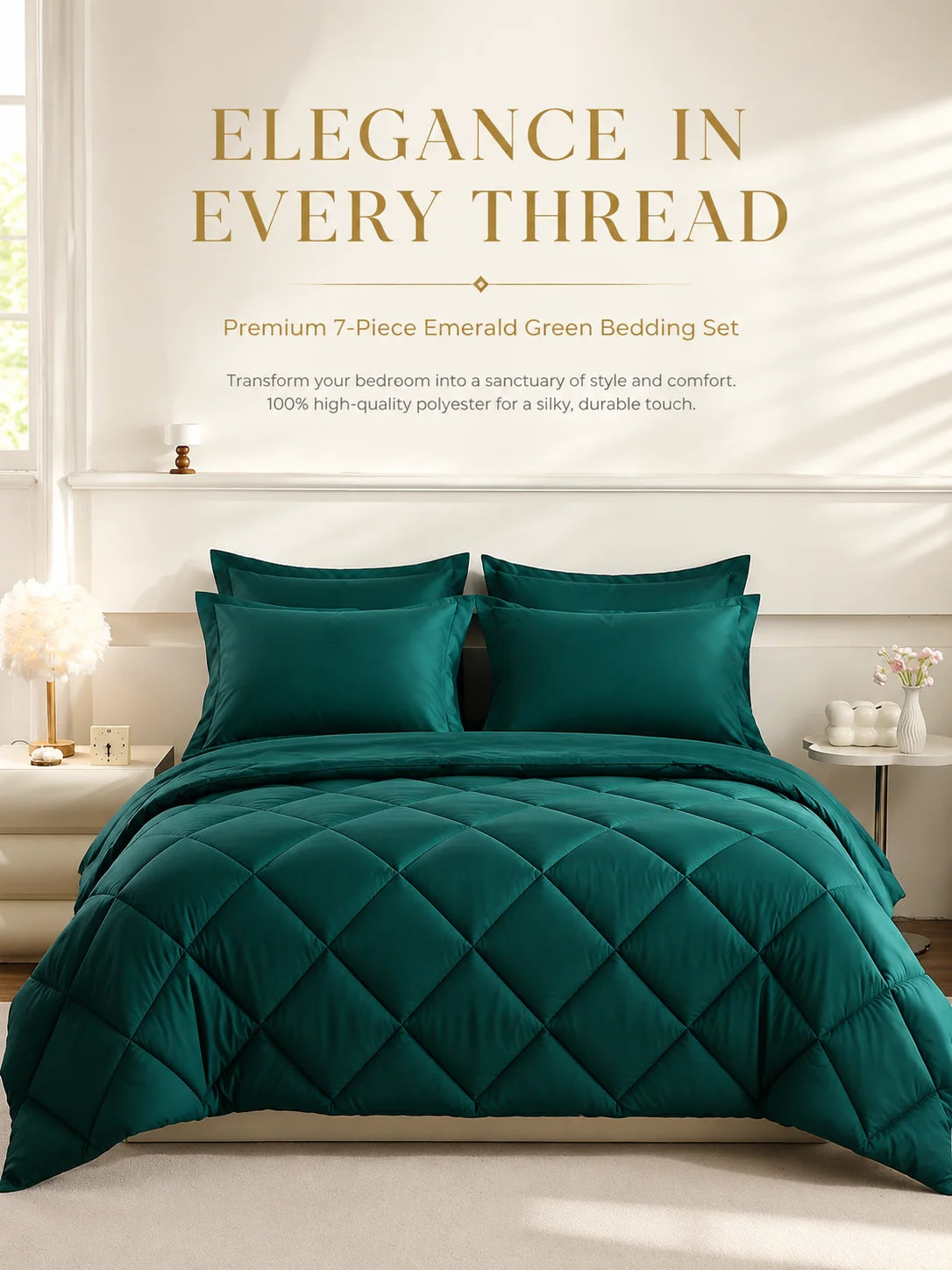 EasYum 100 Percent Polyester Bedding Sets 7 Piece Comforter Quilt