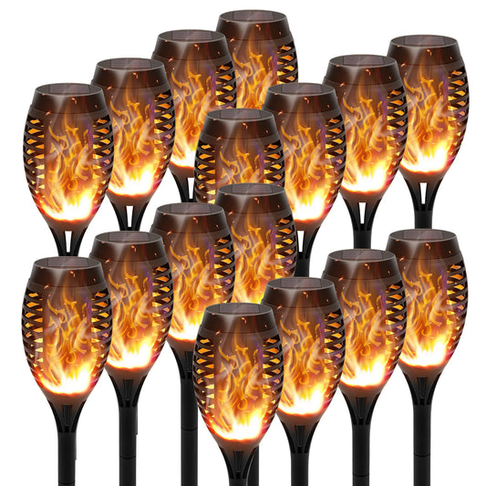 Solar Torch Lights With Flickering Flame Outdoor Waterproof Garden Path