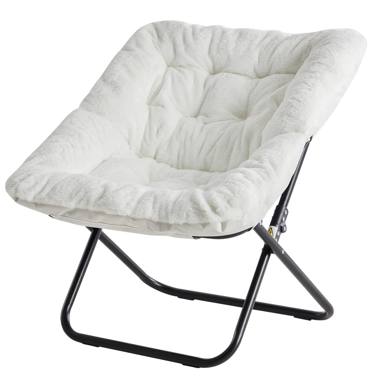 JHK Cozy Faux Fur Saucer Chair Folding With Padded Seat And Metal Frame