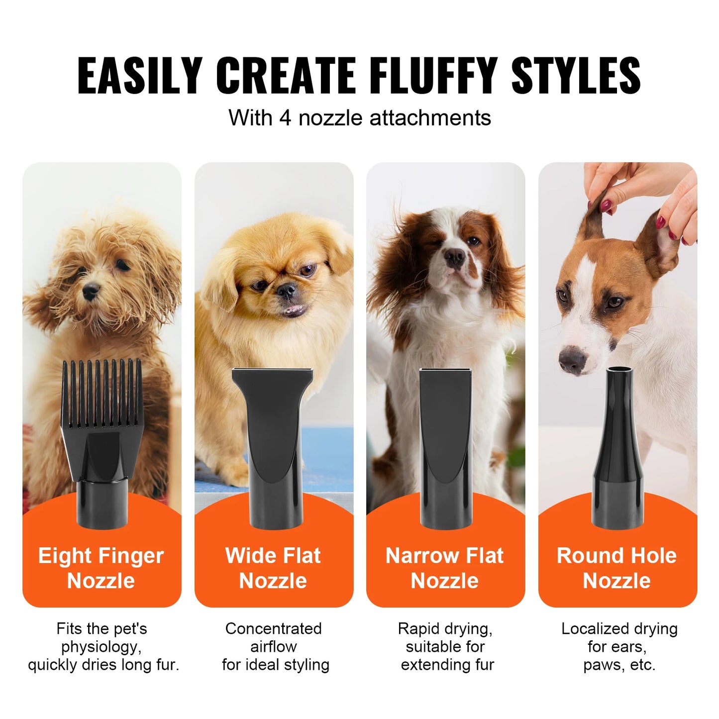 SucceBuy 2000W Dog Blow Dryer Adjustable Speed Temperature Extendable Hose