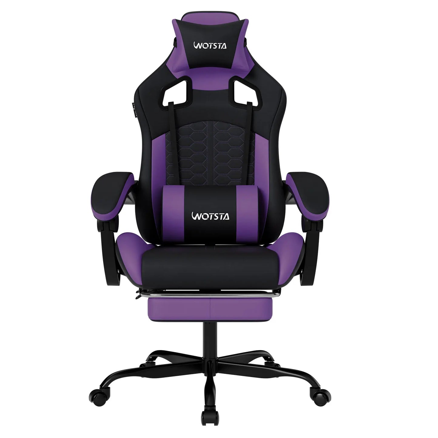Wotsta Gaming Chair With Footrest Lumbar Support Adjustable Height