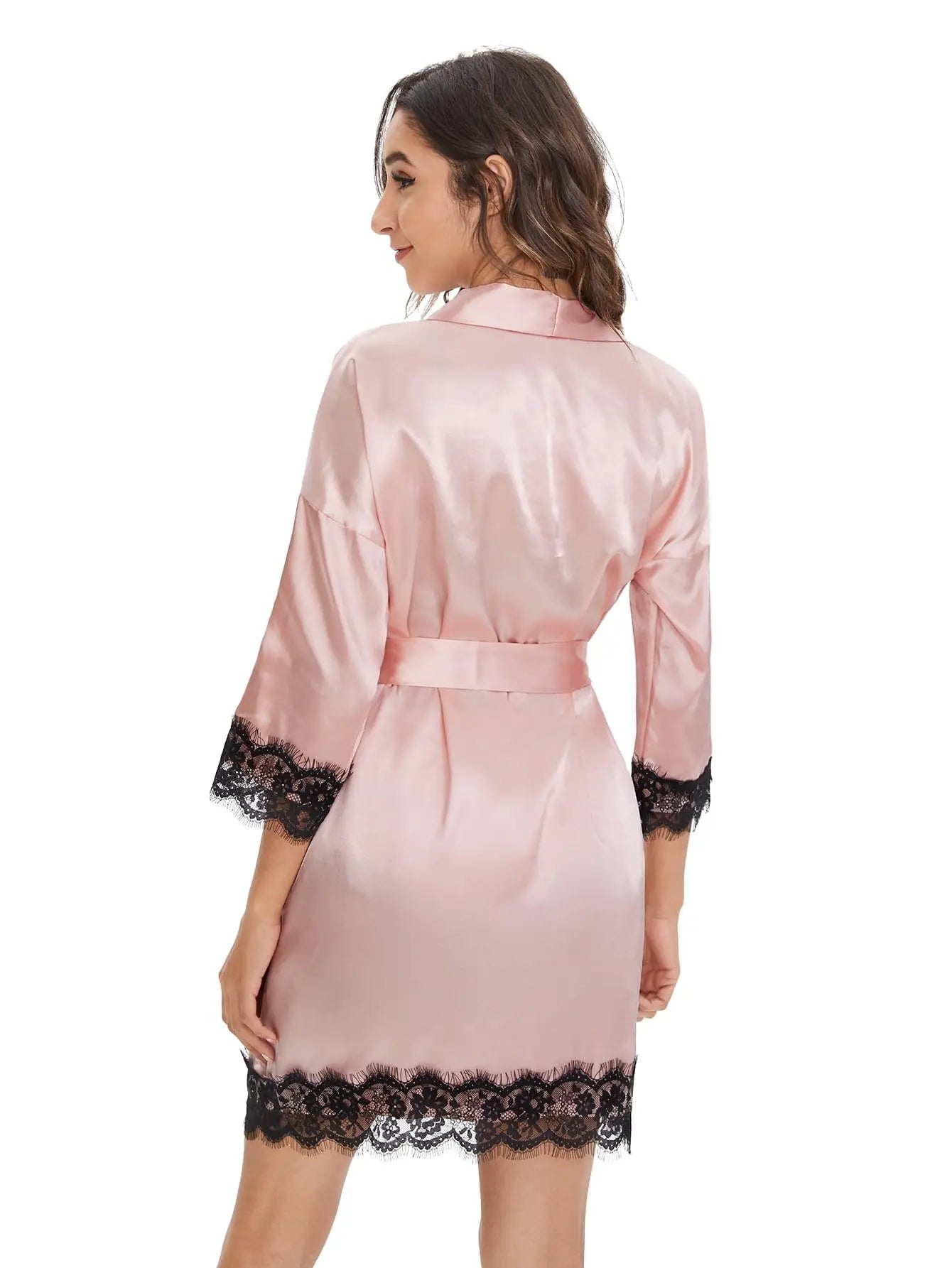 Women's Satin Lace 3-Piece Sleepwear Set With Robe Romantic