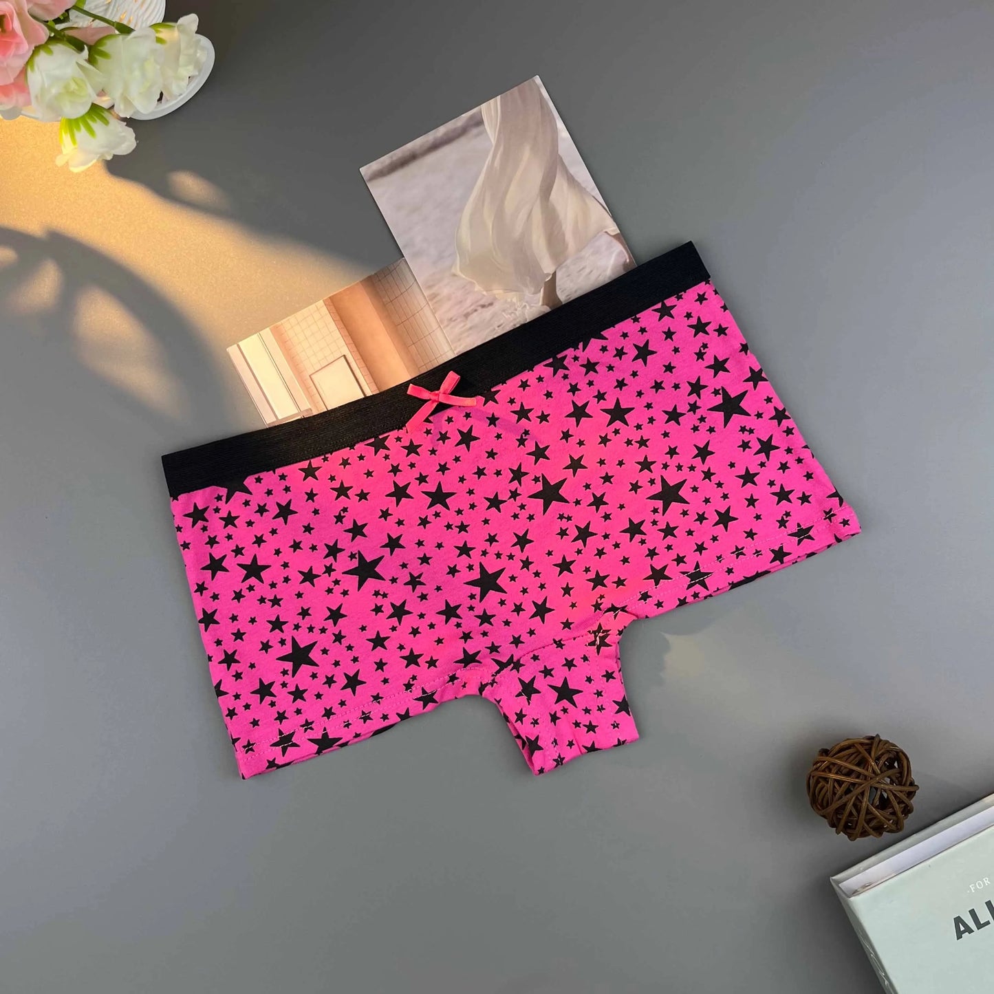 6pcs Set Women Panties Seamless Boyshort Star Print Low Waist