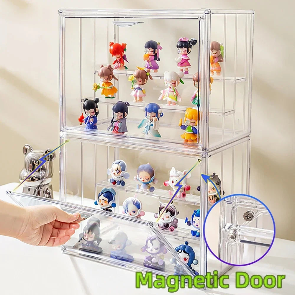 Clear Display Box Stackable Plastic Dustproof Storage Bins For Collectibles