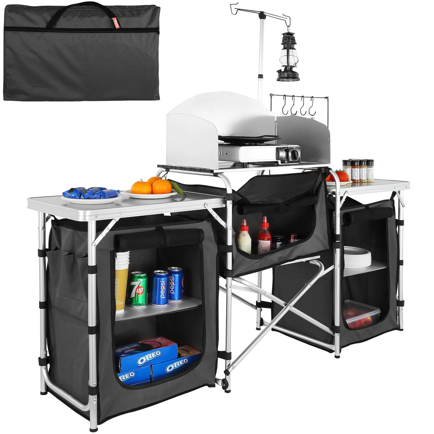 Succebuy Folding Outdoor Kitchen Table For Camping And BBQ