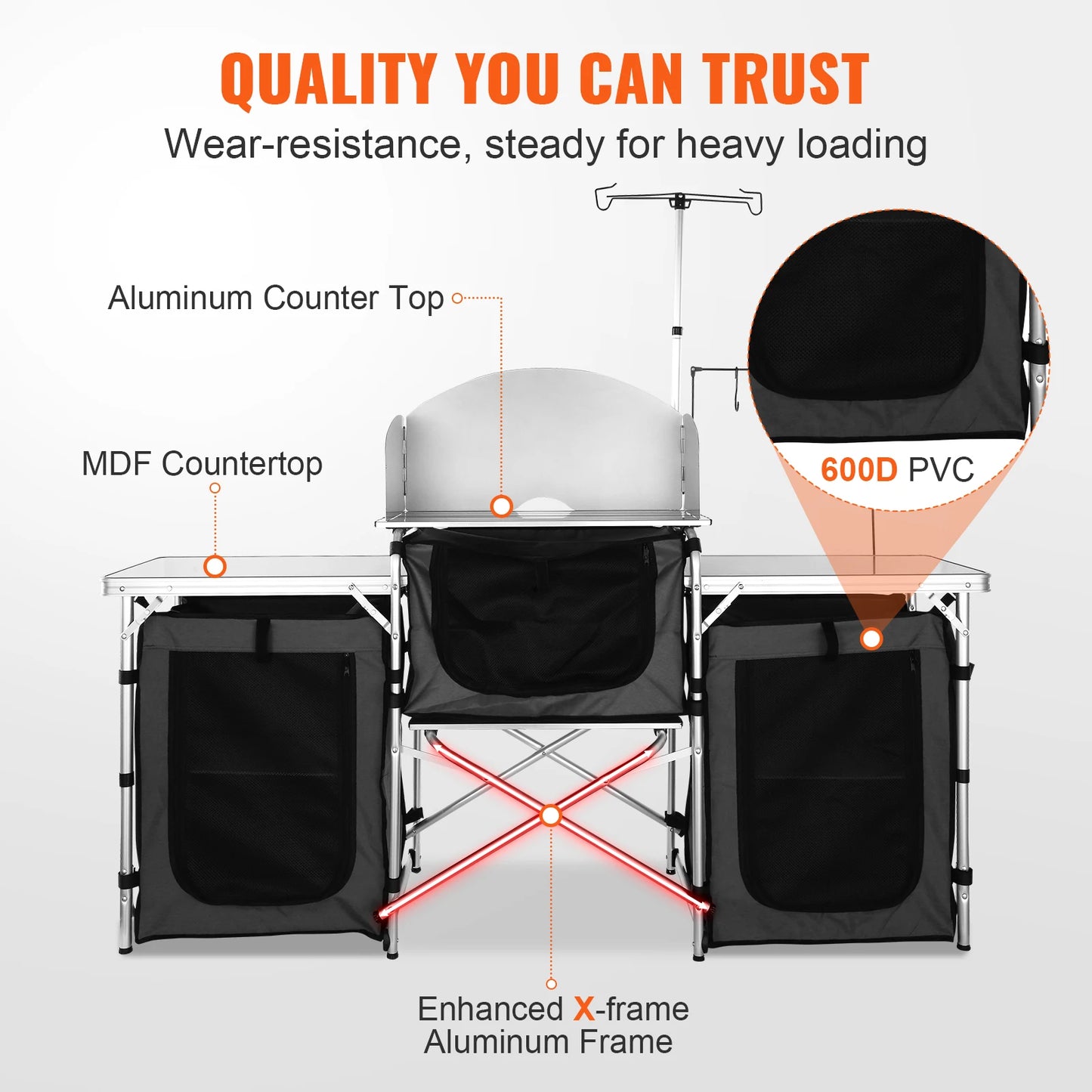 Succebuy Folding Outdoor Kitchen Table For Camping And BBQ