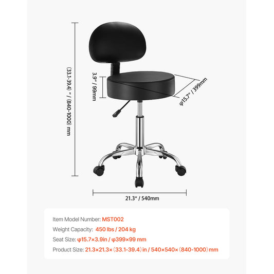 SucceBuy Rolling Stool With Wheels 450 Lbs Weight Capacity For Salon Spa Tattoo