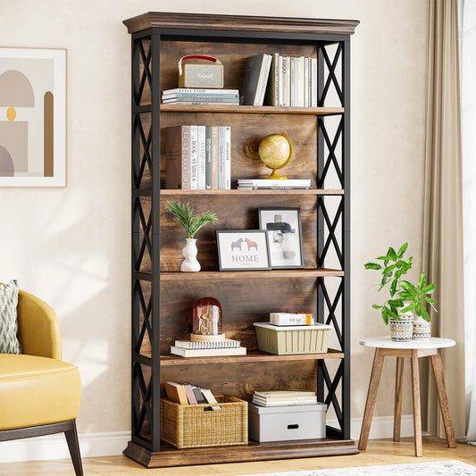 Tribesigns 5 Tier Floor Standing Bookcase Industrial Bookshelf
