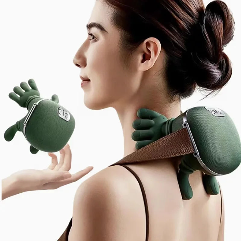 Wireless Bionic Heated Neck And Shoulder Massager With Finger Massager
