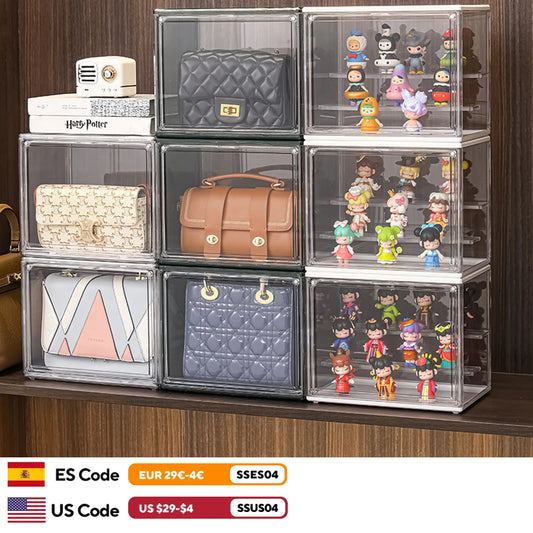 Clear Display Box Stackable Plastic Dustproof Storage Bins For Collectibles