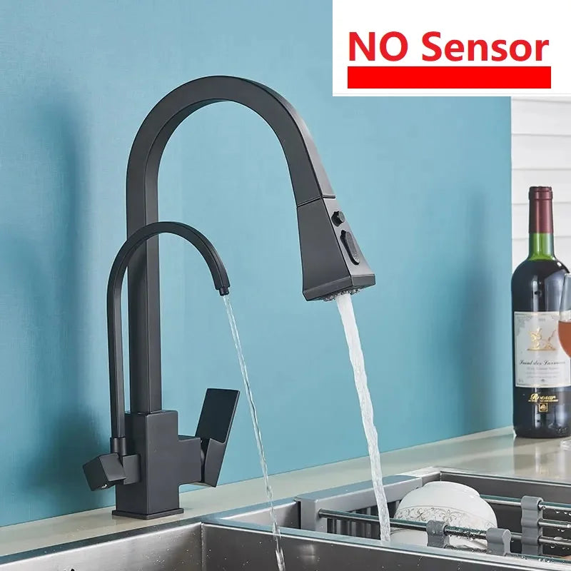 Shinesia Touch Sensor Kitchen Faucet With Dual Handle Pull Out