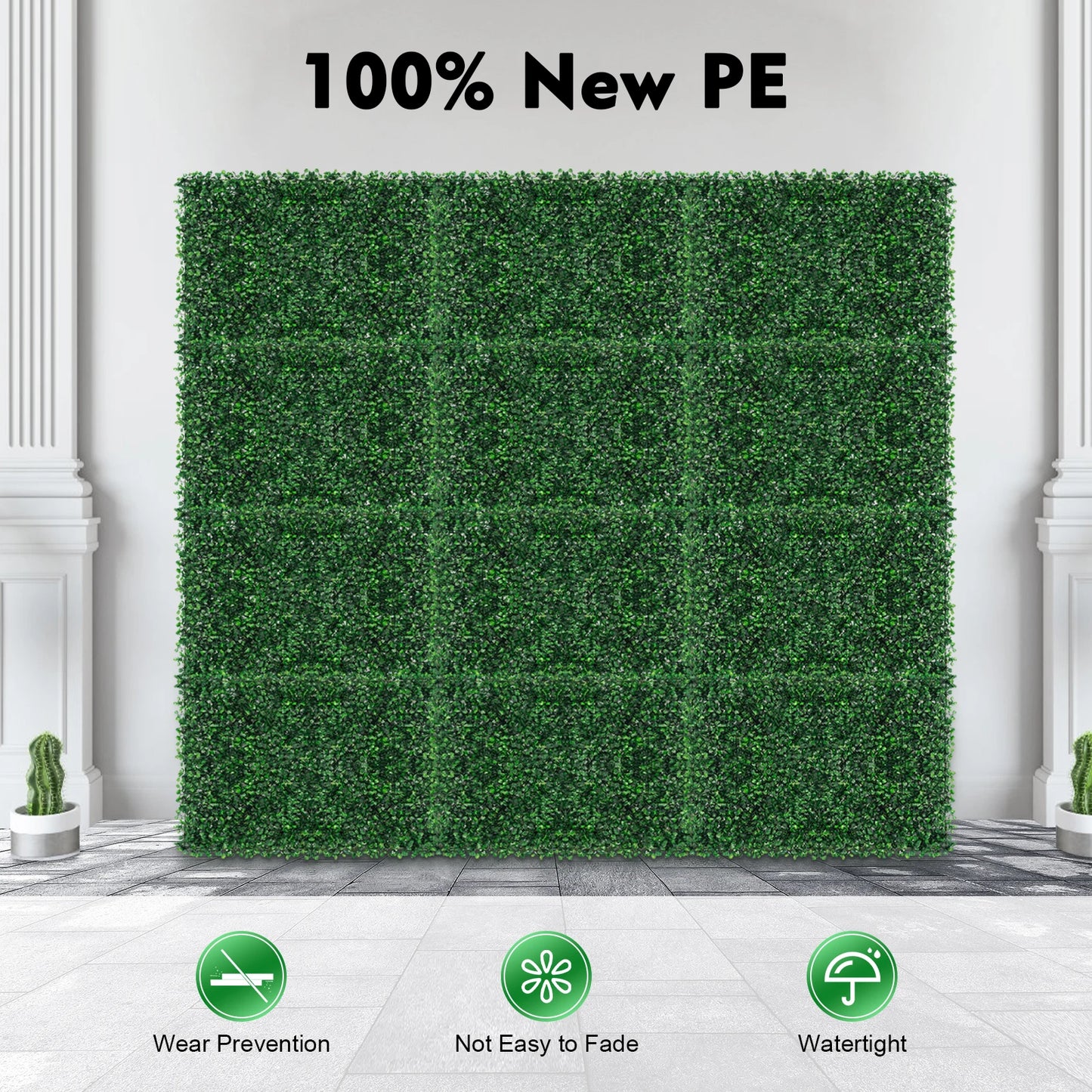Artificial Grass Mat Panel PE Waterproof Wall Hedge Indoor Outdoor