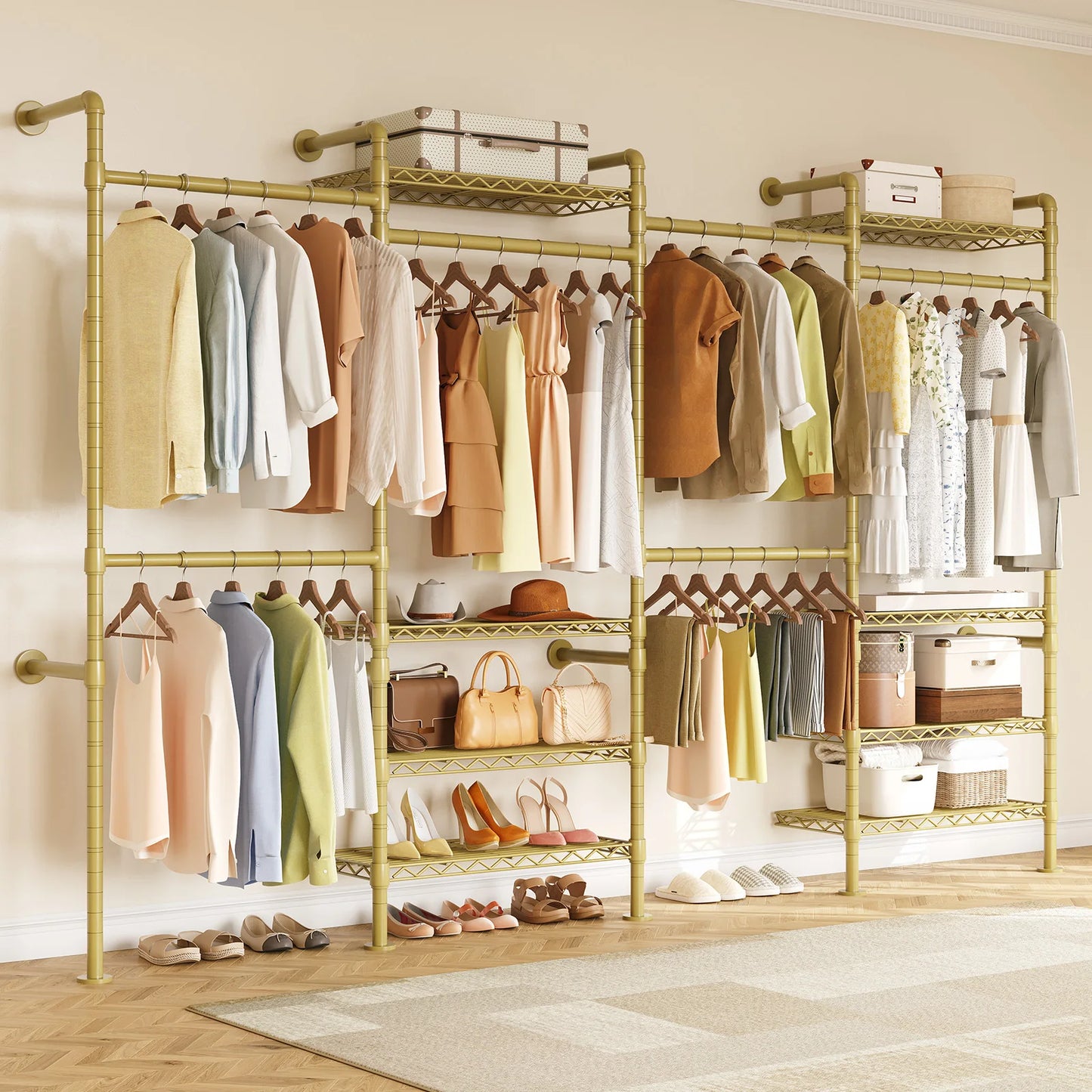 Wall Mounted Industrial Pipe Clothes Rack Closet Organizer Expandable Rods