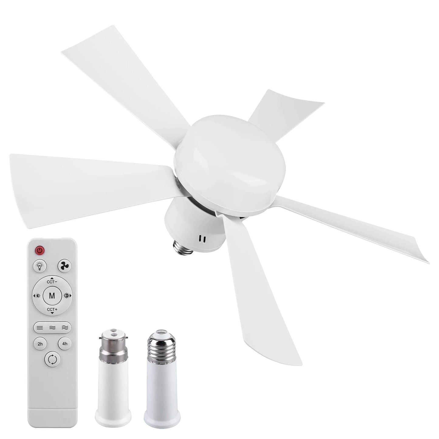 APWIKOGER Socket Ceiling Fan With Light Remote Dimmable LED