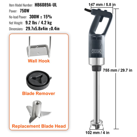 VEVOR Immersion Blender Heavy Duty Hand Mixer For Smoothies