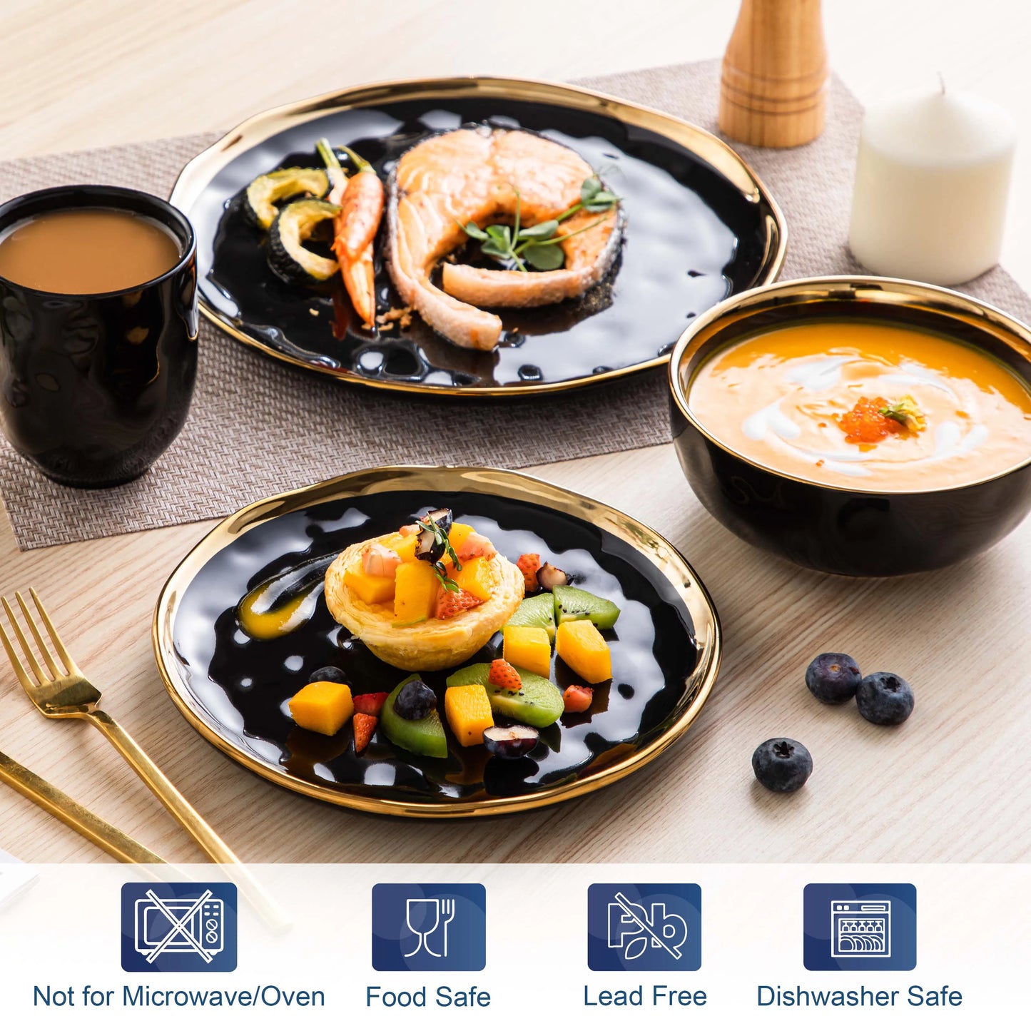 MALACASA Ceramic Dinnerware Set