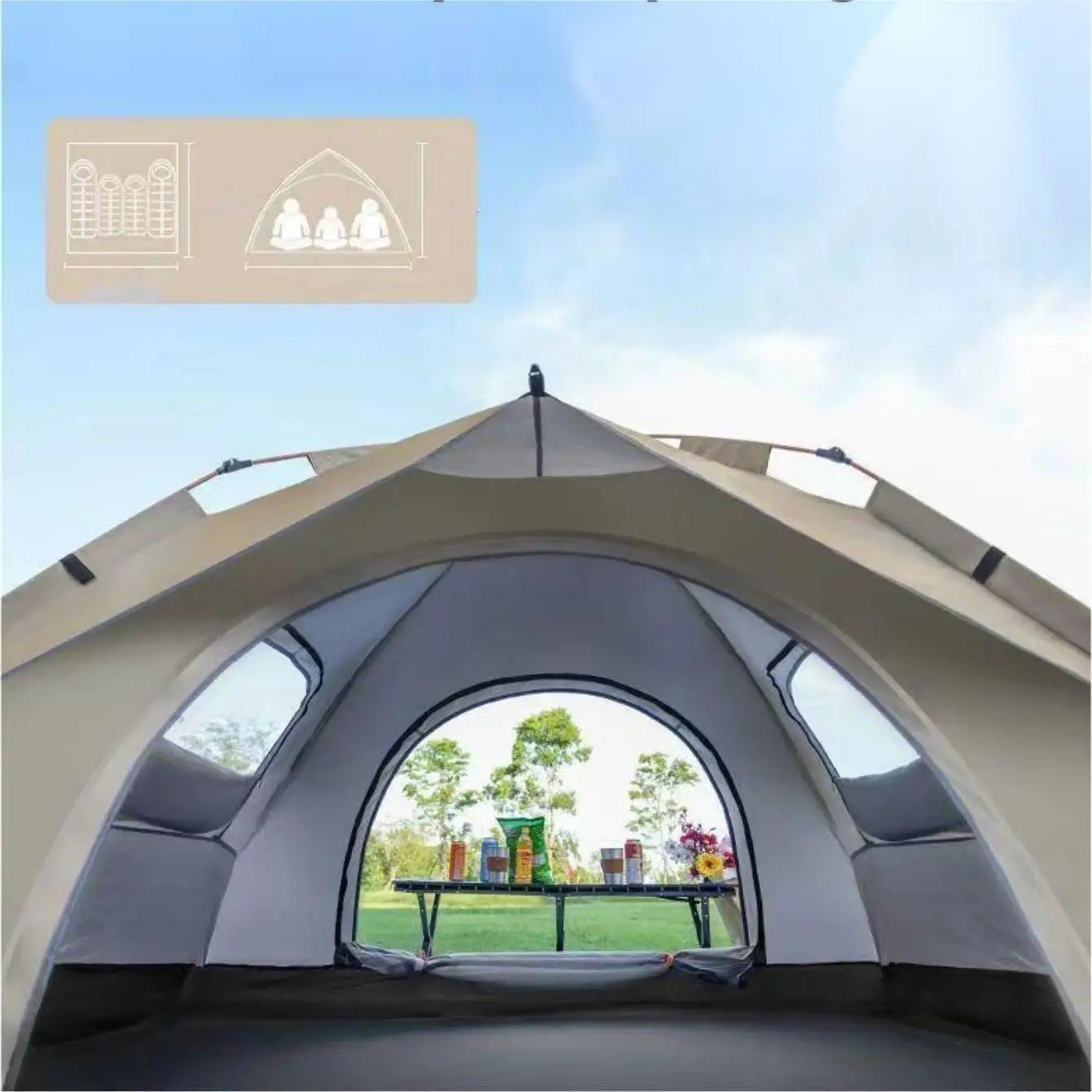 Pakicetus Outdoor Camping Tent With Two Doors And Windows