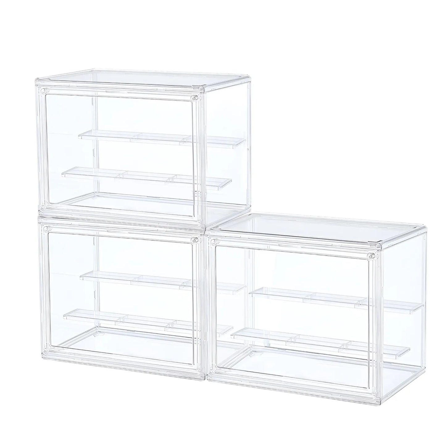 Clear Display Box Stackable Plastic Dustproof Storage Bins For Collectibles