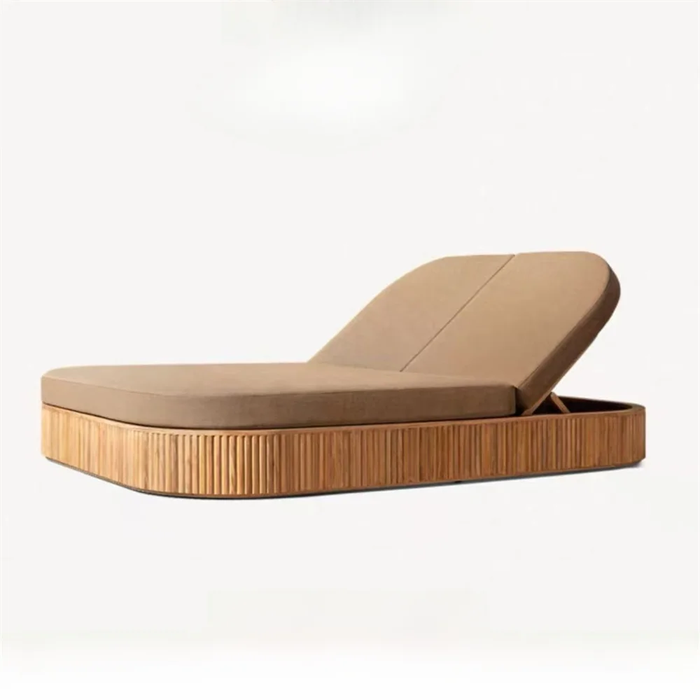 Teak Outdoor Sectional Sofa Set With Waterproof Cushions And Table