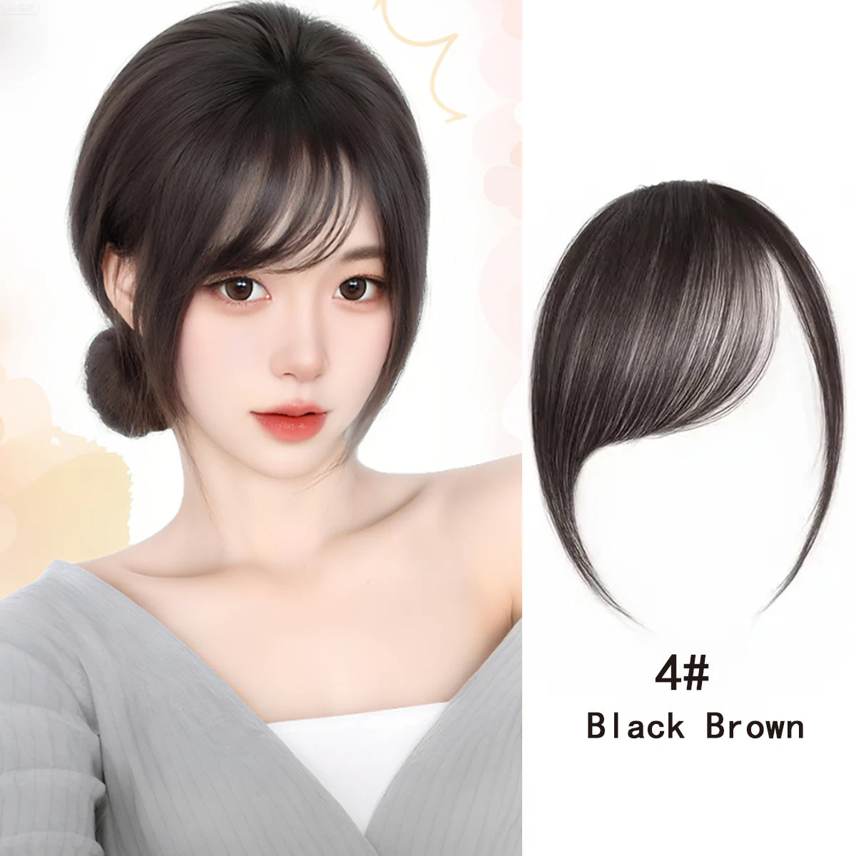 Synthetic Slanted Bangs Clip In Hair Extensions for Women