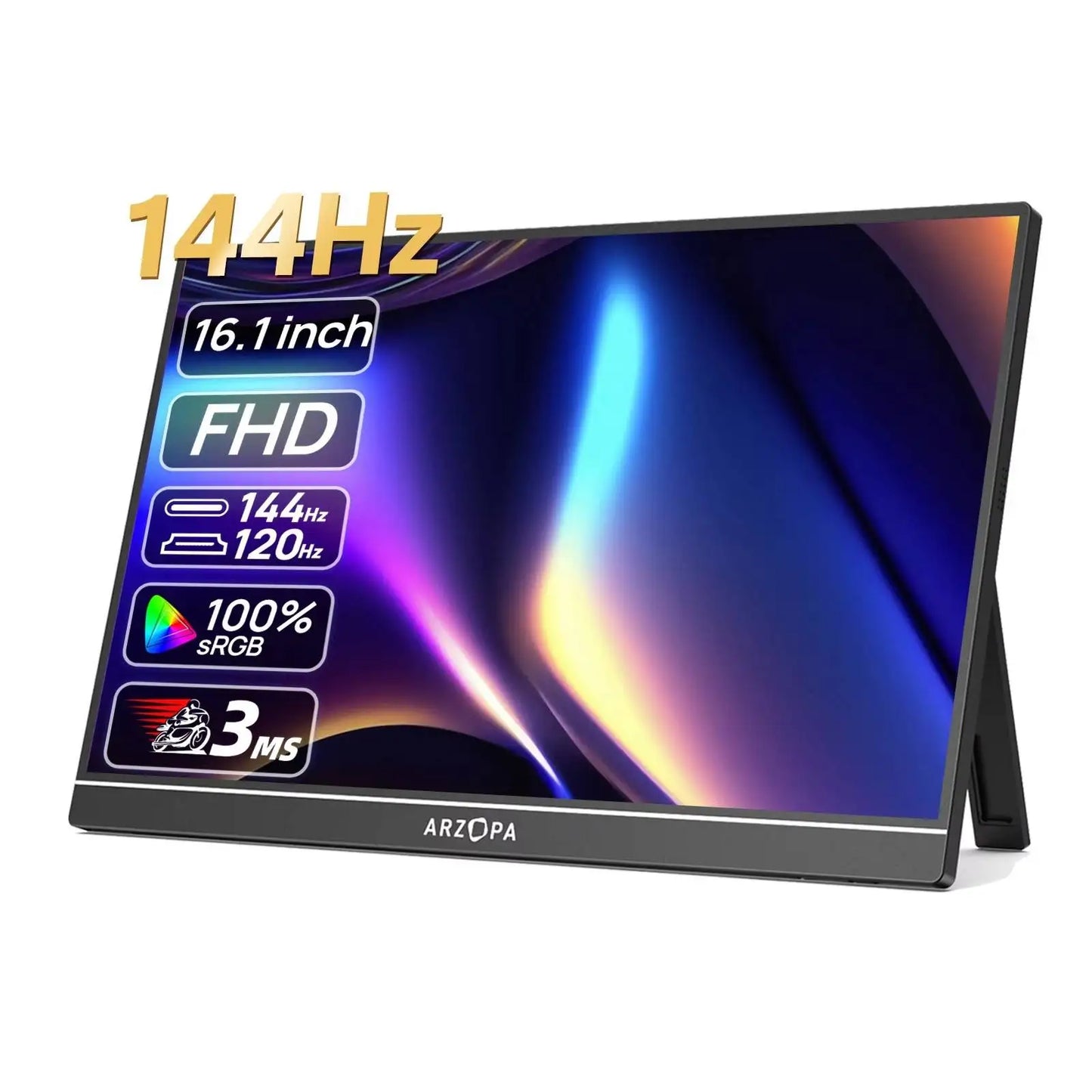Arzopa Portable Gaming Monitor 144Hz 1080p FHD IPS Second Screen for Switch